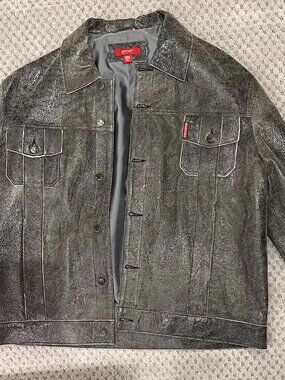 Vintage Gray Leather Jacket by Report Collection--New, Never Worn
